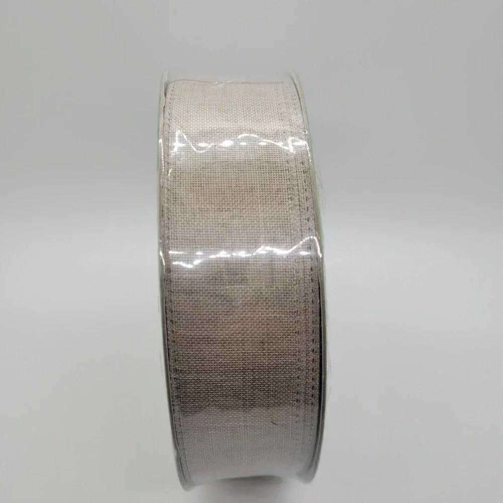 Members Mark Premium Ribbon Wired Edge‎ Beige Linen Style 1.5in x 50 Yards
